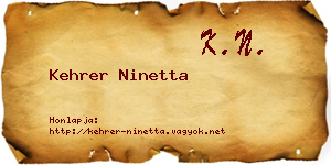 Kehrer Ninetta névjegykártya